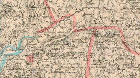 Fragmento do mapa do trazado do Camiño da Ría Muros - Noia